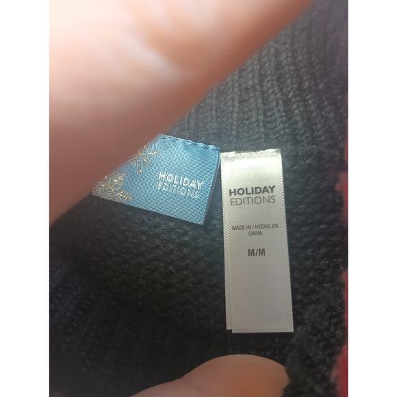 Not So Ugly Christmas Sweater Women Black Knit Mock Neck Long Sleeve Medium - Picture 4 of 6